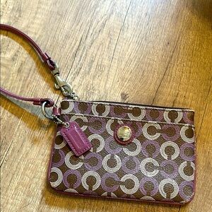 Coach Wristlet Wallet Pink Purple Brown‎ NWOT